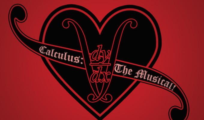 Calculus the musical logo with black and red heart and banner