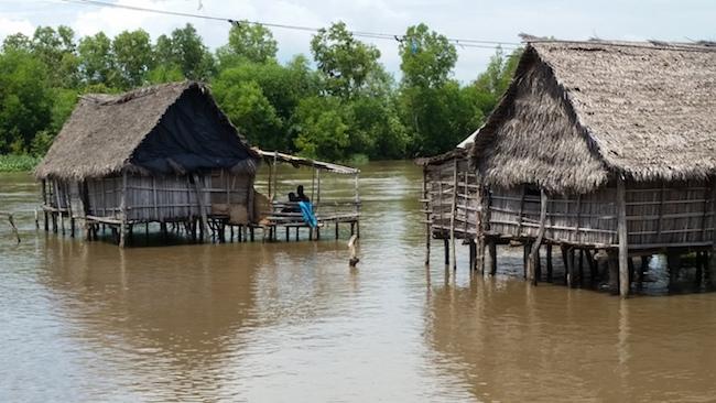 Houses stilted above water near Cotonou