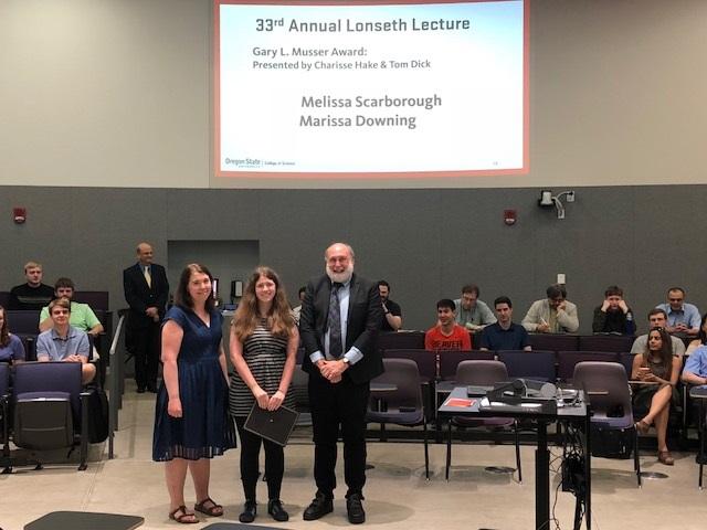 Melissa Scarborough and Marissa Downing at the 2018 Lonseth Lecture.