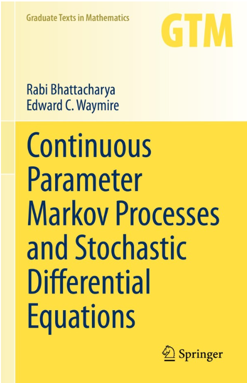 Continuous Parameter Markov Processes and Stochastic Differential Equations textbook cover