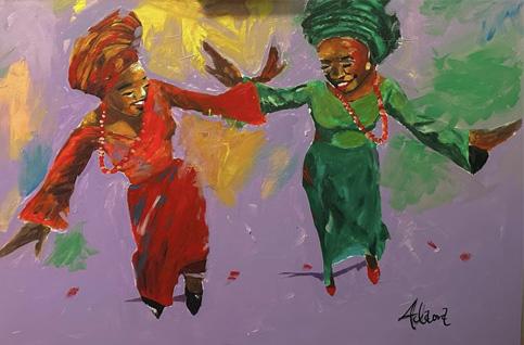 Painting of two women dancing