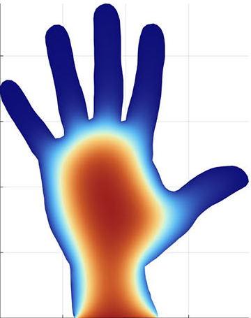 Heat map of hand