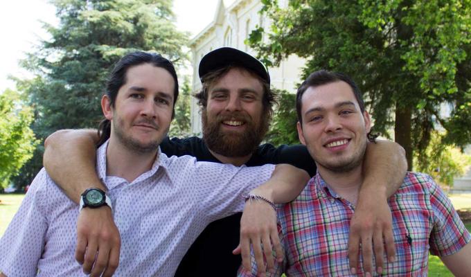Will Mayfield, Andrew Jensen and Sebastián Naranjo Álvarez hanging out on OSU campus