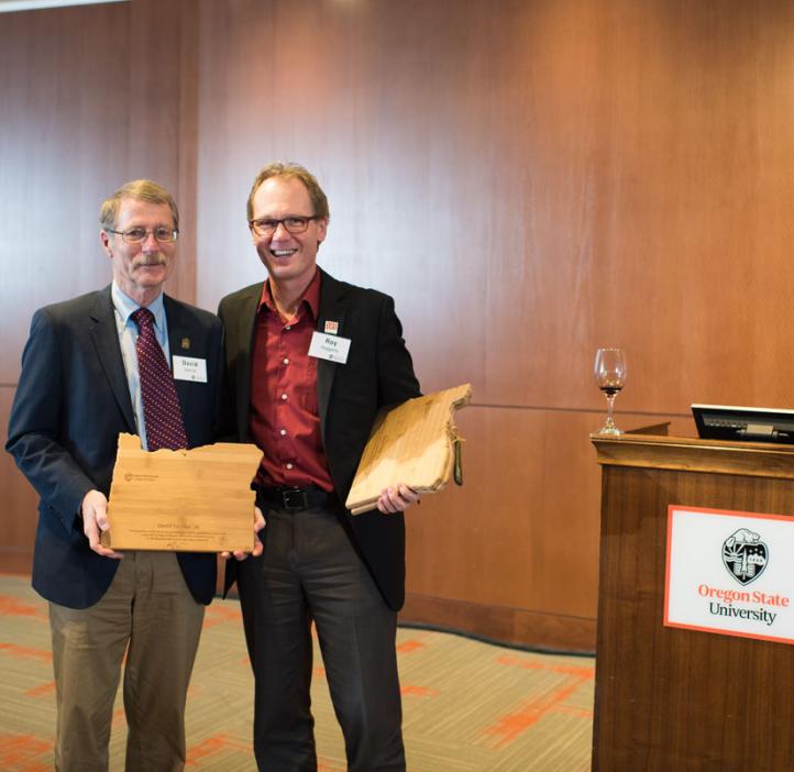 Dean Roy Haggerty (right) and a guest at the 2017 College of Science Alumni Awards