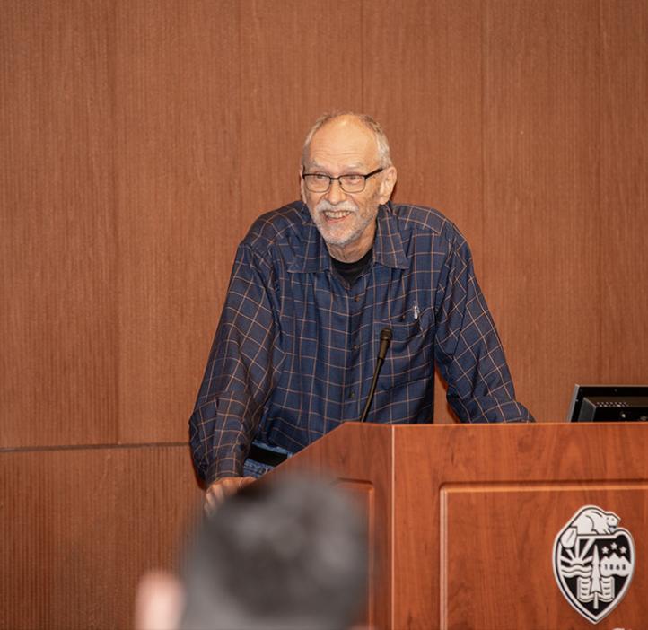 Michael Waterman delivering lecture