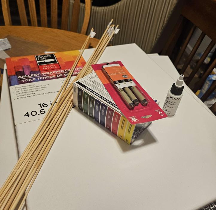 Samantha's collection of supplies at the beginning of her project