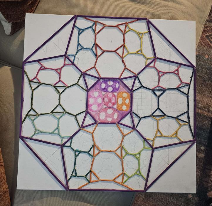 A process shot of the hyperbolic framework with added color. 